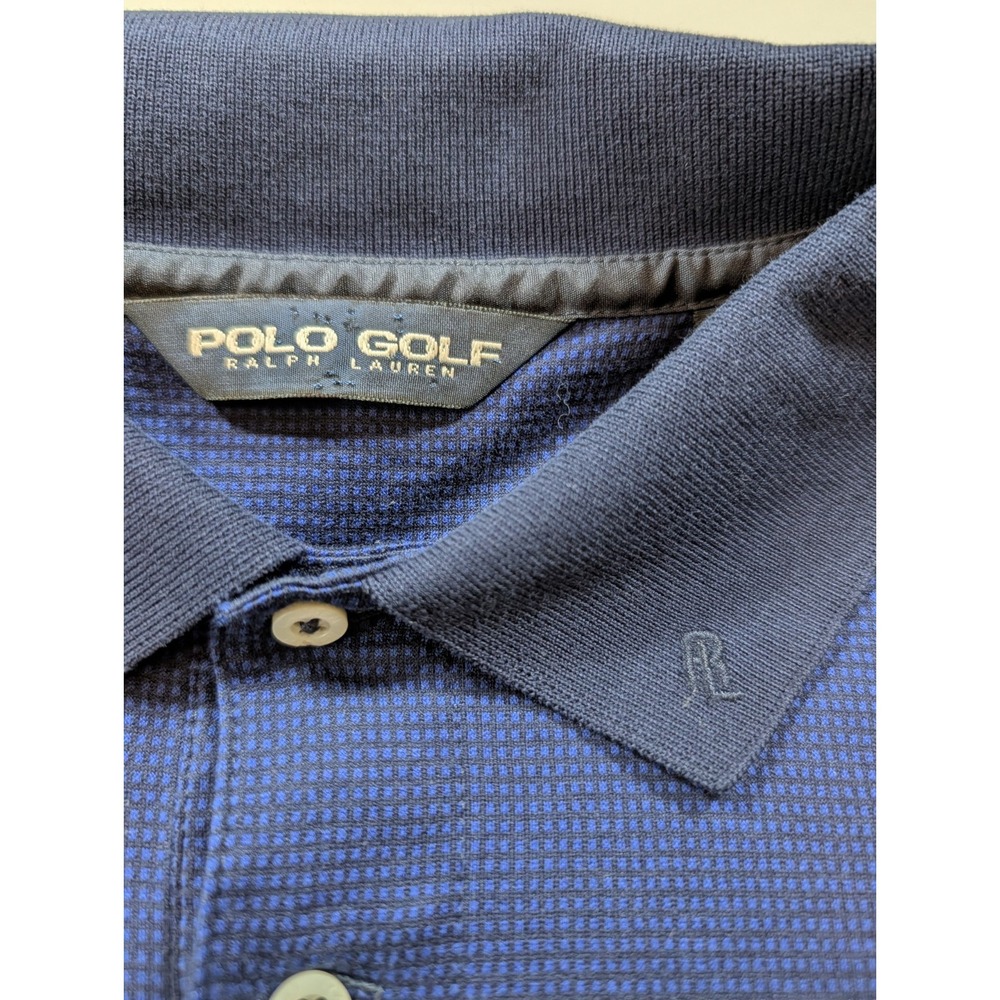 POLO GOLF Ralph Lauren Men XL Blue Pima Cotton Short Sleeve Polo Shirt Micro Chk - Picture 3 of 8